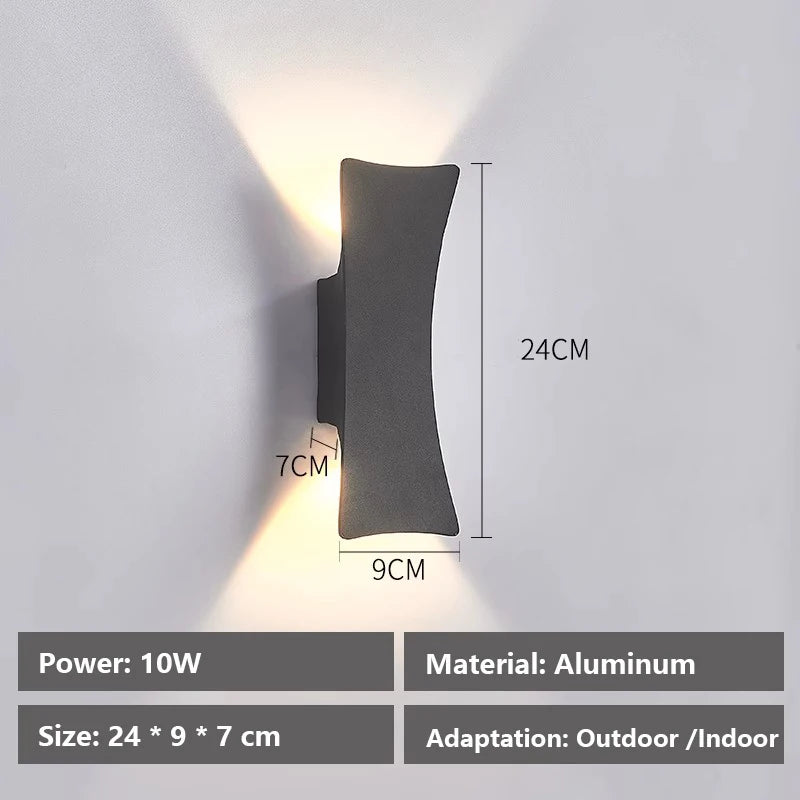IP65 Waterproof Outdoor Aluminum Wall Light - Modern Black & White Exterior Sconce Fixture for Courtyard, Entrance, Porch & Garden