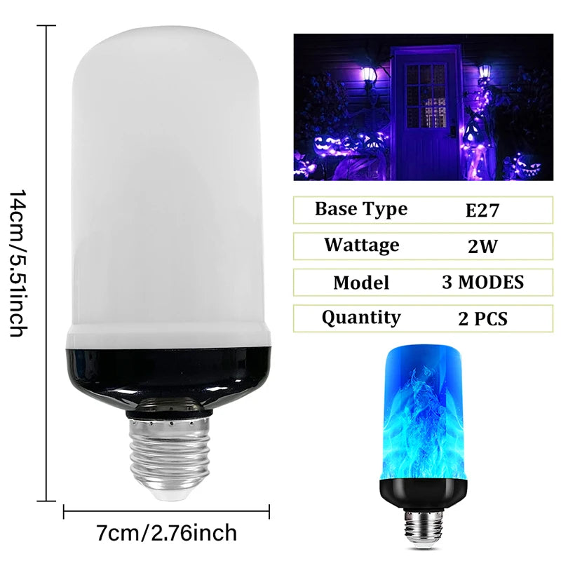 E27 12W LED Flame Effect Light Bulb Purple Blue Yellow Fire Simulation for Party KTV Festival Garden Home Decor Outdoor Lighting