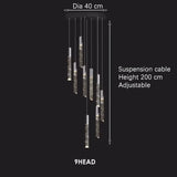 Modern Loft LED Chandelier K9 Crystal Chrome Duplex Stair Chandelier Living Room Hotel Ceiling Hanging Light Luxury Pendant Lamp