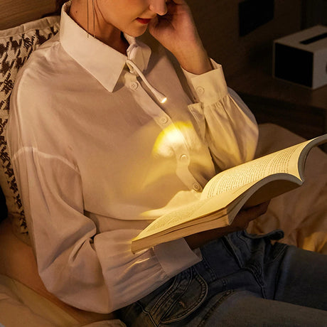 Book LED Reading Light Lamp with Clamp 360°Adjustable Neck 3-Color Temperature Dimming Lamp Mini Book Clip Night Lights