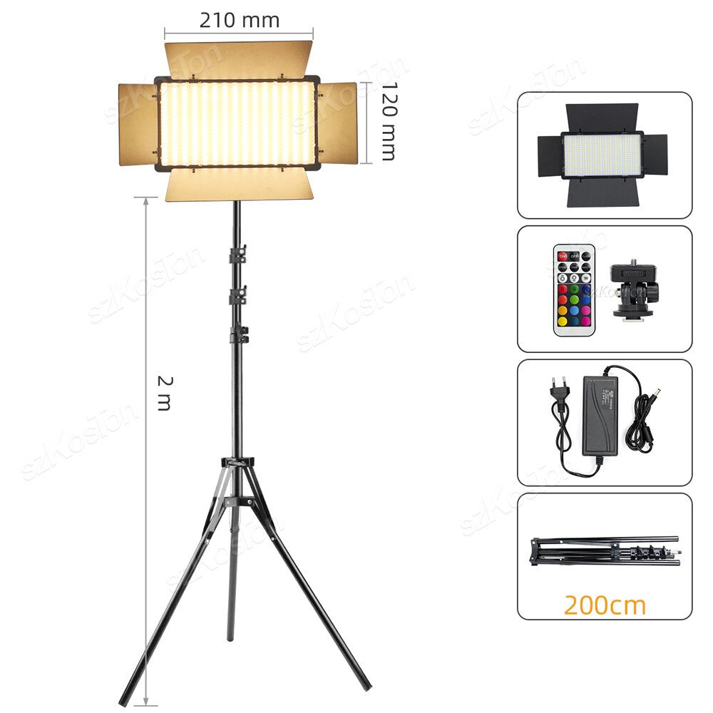 U800+ U600+ LED Video Light Photo Studio Lamp Bi-Color RGB Dimmable with Tripod Stand Remote for Photography Live Steaming