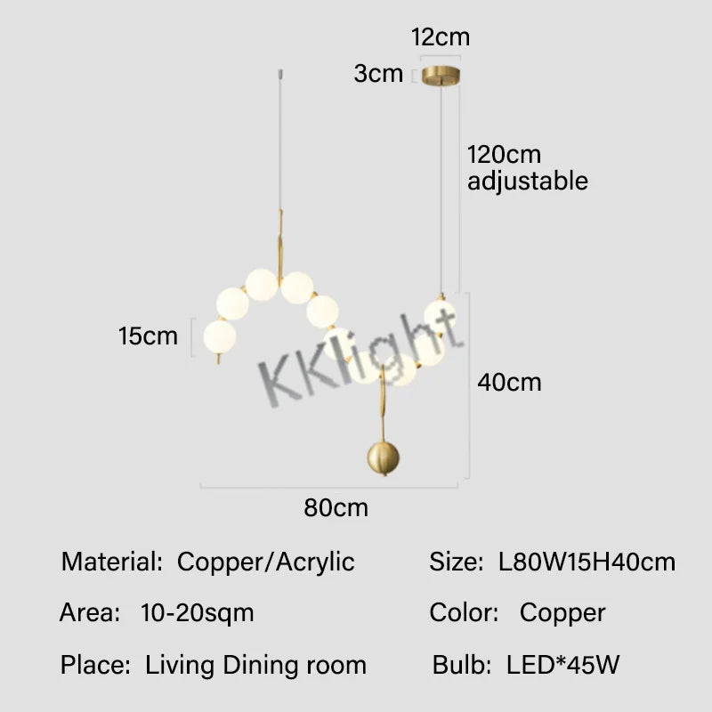 Modern All Copper LED Chandelier Ligthing Lustre Living Dining Room kitchen Art Decor Pendant Lights Indoor Hanging Lamp Fixture