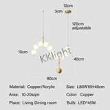 Modern All Copper LED Chandelier Ligthing Lustre Living Dining Room kitchen Art Decor Pendant Lights Indoor Hanging Lamp Fixture