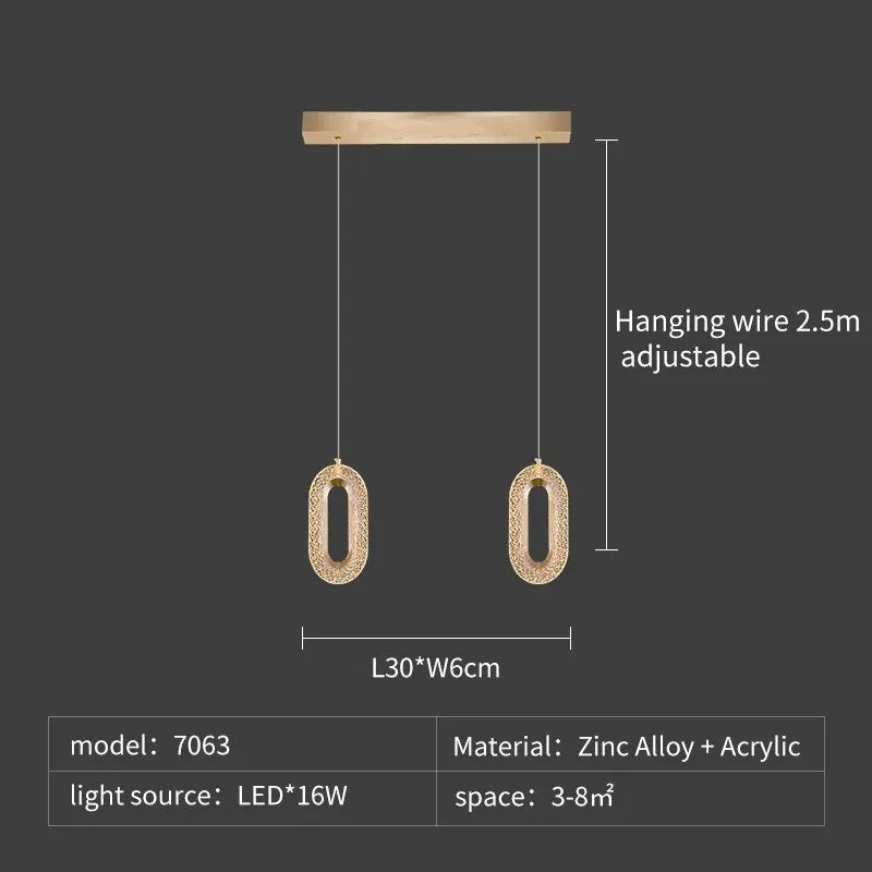 Modern Rings LED Chandeliers For Staircase Luxury Long Hanging pendant Lamps Gold Creative Indoor Attic Lighting Lustre Fixtures