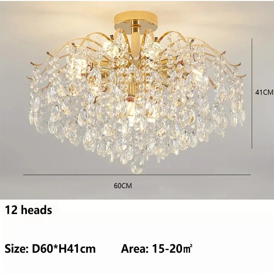 French Ceiling Lamps Luxury Crystal Pendant Light for The Living Room LED Interior Luster Home Decoration Hanging Light