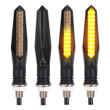 Flowing Water LED Motorcycle Turn Signals (2 Pcs) - 12-LED Amber Sequential Blinkers with Built-In Relay, 10mm Thread Universal Fit