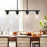 4-Light Kitchen Pendant Lighting Over Island Black Kitchen Island Lighting Height Adjustable Chandeliers for Dining Room