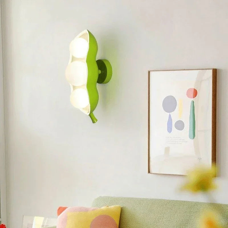 Art Deco LED Wall Lamp Modern Beige Green Pink Resin Hyacinth Bean Living Room Bedroom Aisle Restaurant G9 Bulb Lighting