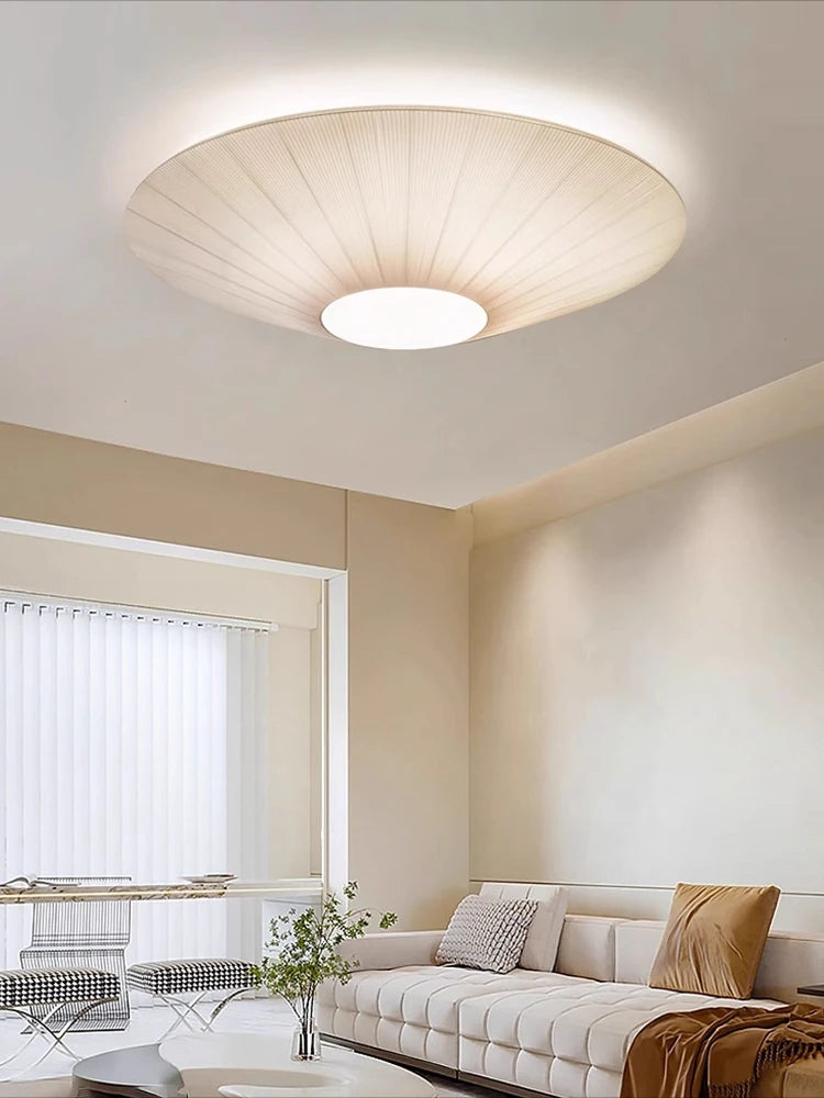 Ceiling light simple round whtie fabric lamp foyer creative flying saucer light Living Room restaurants hotel lobby lighting E27