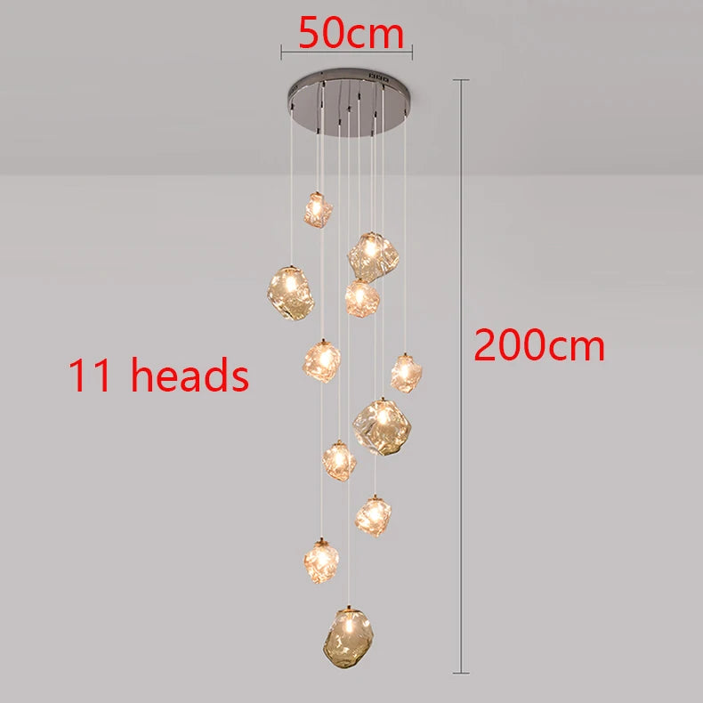 Modern LED Staircase Chandelier - Luxury Long Pendant Light for High Ceilings