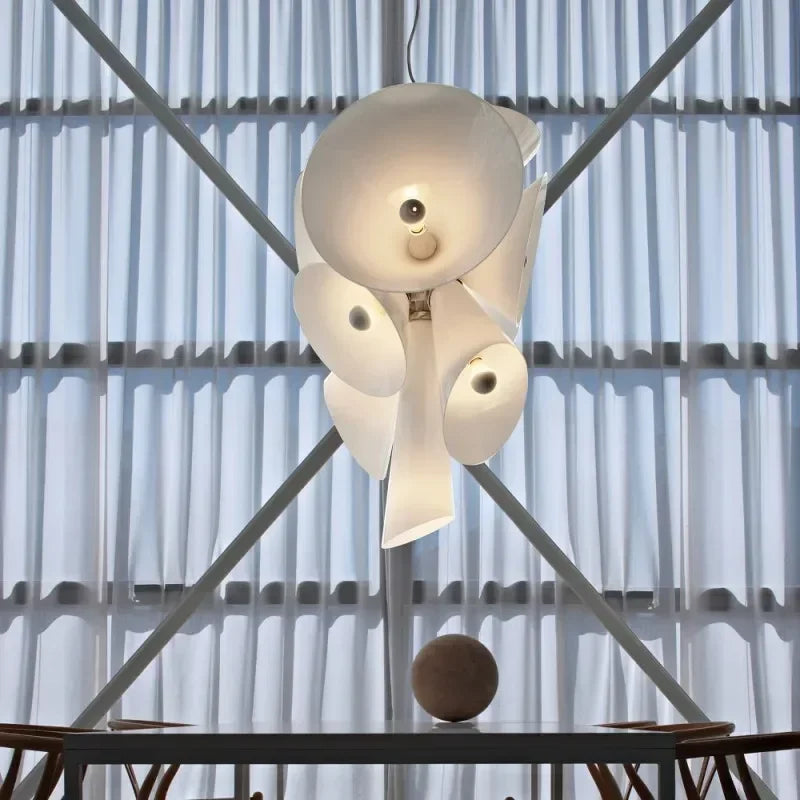 2026 Trumpet White Glass Pendant Lamp - Flared Shade Chandelier for Dining Room