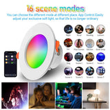 10W Smart LED Recessed Downlight (Bluetooth Control, RGB + 2700K-6500K) - App-Controlled Dimmable Color-Changing Ceiling Spotlight Lamp for Home Lighting
