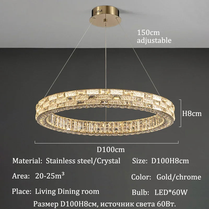 Nordic-style Luxurious Crystal Chandeliers, Led Lights, Pendant Ceiling Lamps, Suspended Chandeliers, Home Decorations, Lighting