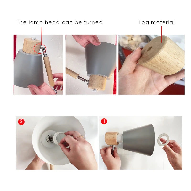 Modern solid wood living room pendant lamp E27 ceiling lamp bedroom ceiling pendant lamp hotel restaurant interior lighting bulb