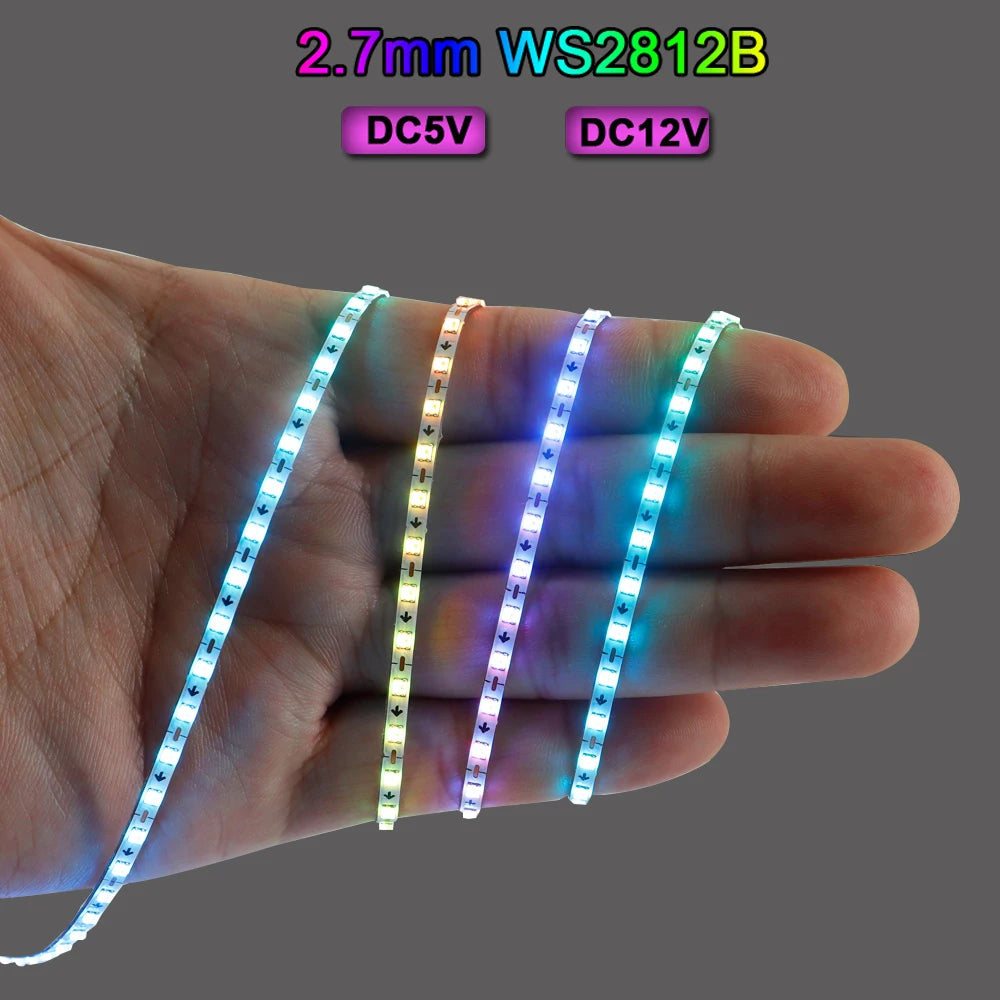2.7mm WS2812B LED Strip Ultra Narrow 160Leds/M Individually Addressabl ...