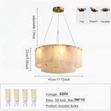 Modern Natural Marble Dimmable Pendant Light - Round Alabaster Ceiling Chandelier Fixture for Living Room & Dining Room