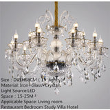 European Luxury Crystal Chandelier LED Living Room Restaurant Bedroom Villa  Hotel Duplex Building Candle Pendent Lamp