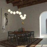 European Luxury Necklace Glass Ball Pendant Light - Modern White Pearl Bean Chandelier Fixture for Restaurant, Hotel Hall & Dining Room
