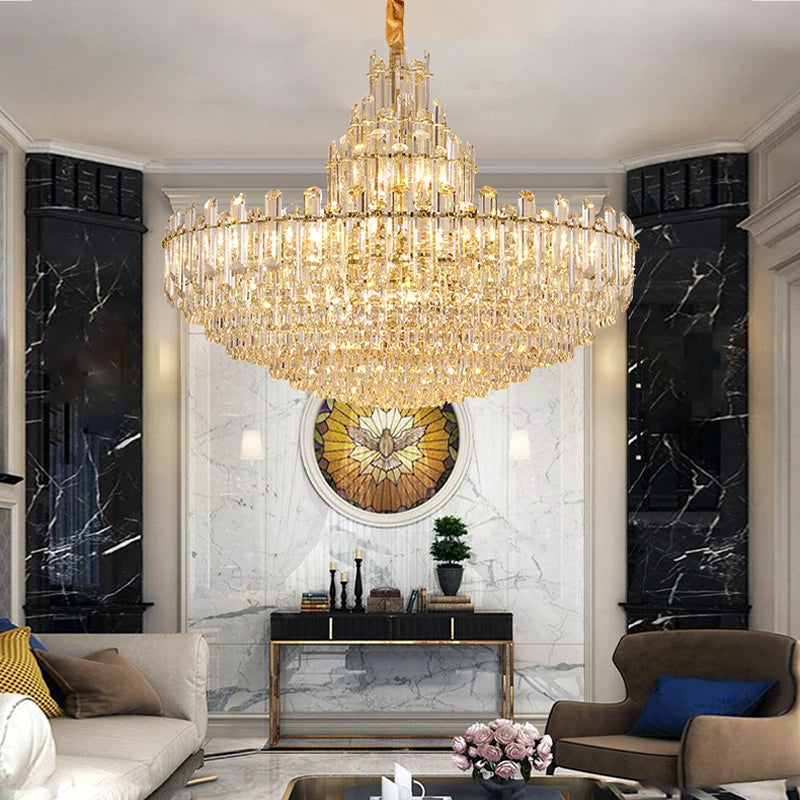 LED Luxury Light Fixture Lustre Crystal Ceiling Chandeliers Hanging Lamps Modern Decor High-end Home Appliance for Dining Room