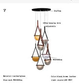 Nordic Leather Handmade Glass LED Lights Creative Belt Design Pendant Lamp for Bedroom Restaurant  Designer Model Room Decor