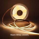24V Super Bright COB LED Strip Light (312/576 LEDs/m, 5M/10M) - Flexible Cuttable High-Density Tape Light with Adhesive Backing