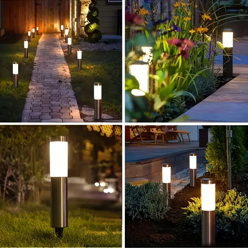 Modern Stainless Steel Solar Pathway Lights Waterproof Outdoor LED Lights Landscape Decorative Lawn Lamps for Garden Walkway