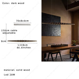 2026 Oriental Solid Wood Carving Chandelier - Long LED Dining Room Light