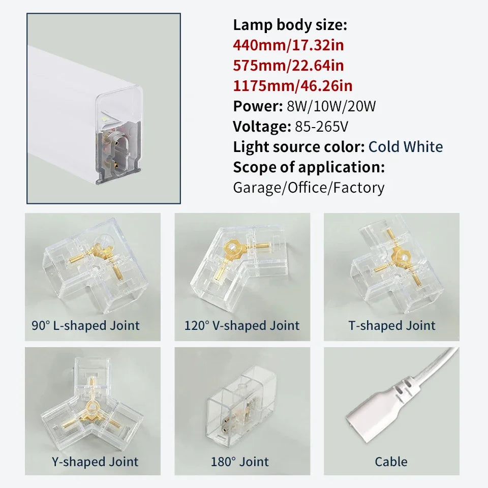 LED Hexagon Light Garage Lamp Lighting Tube AC85-265V Ceiling Lights LED Lighting Aluminum Safety For Garage Factory Market GYM