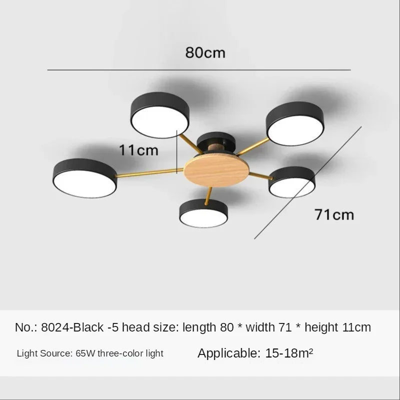 Nordic Creative Macaron Log LED Ceiling Light Bedroom Living Room Chandelie Modern Villa Restaurant Interior Lighting Decoration