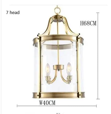 American Copper Glass Corridor Aisle Restaurant Bar Shop Cylinder Solder Birdcage Chandelier Lamp E14x3 pendant light home decors