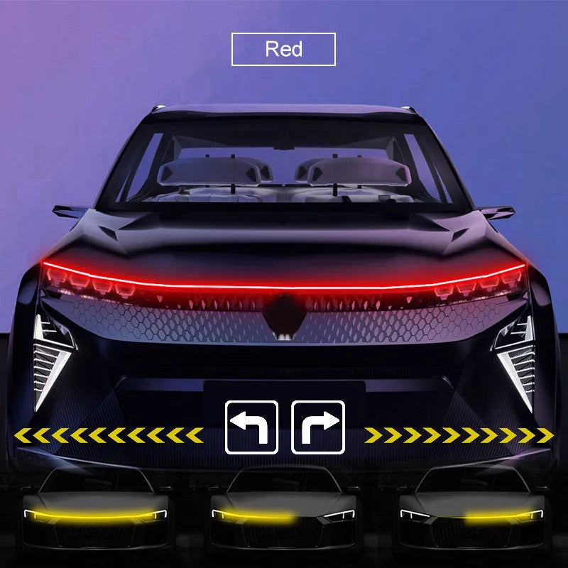 LED Car Hood Light with Turn Signal Scan and DRL.