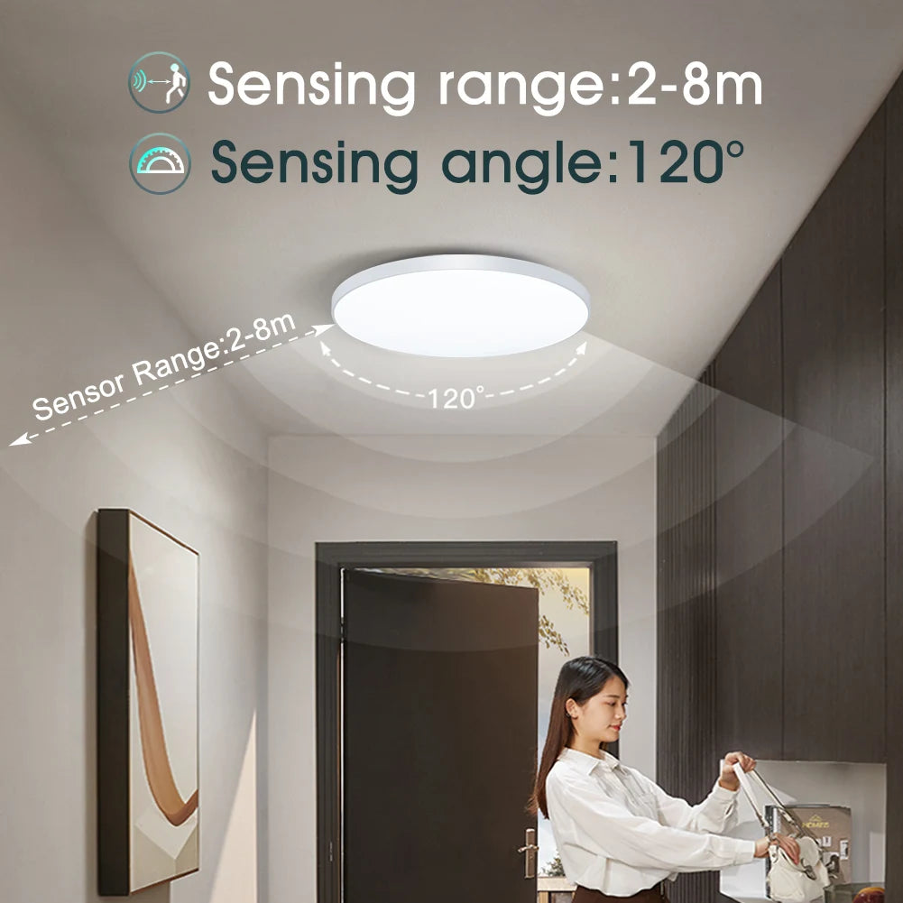 220V Radar Motion Sensor LED Ceiling Light - Cold White Flush Mount Lamp