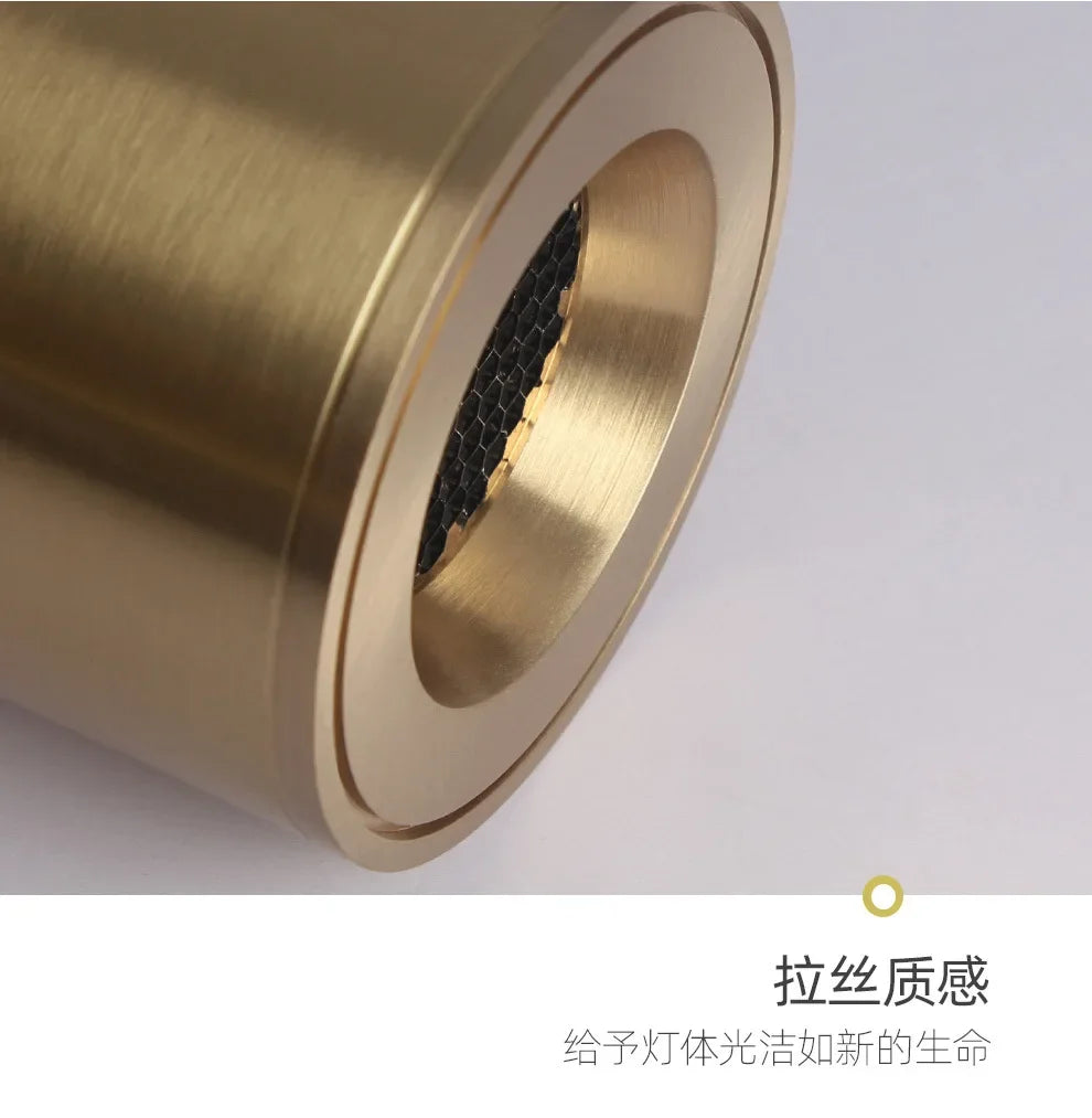 Aisilan Ceilling LED cylinder Downlight Copper brass gold with Honeycomb Anti-glare Design CRI 97 Ceiling spotlight