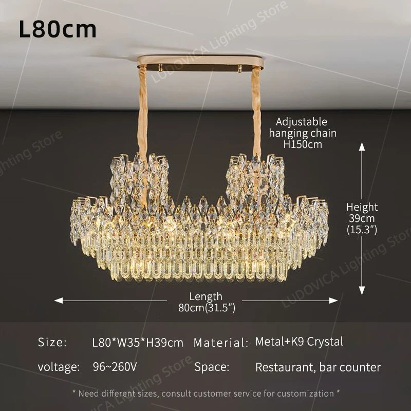 Luxury Crystal Chandeliers High-end Hanging Chandelier Villa Living Room Hall Lighting Lustre Dining Table Pendant Ceiling Lamp