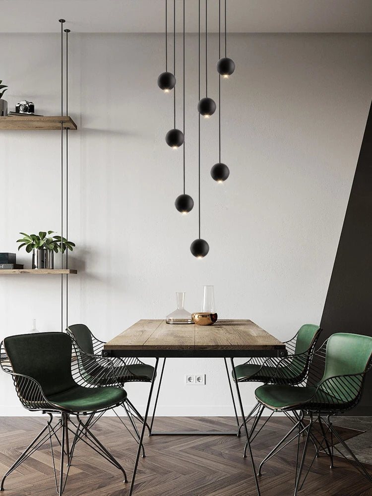 Orb Chandelier Interior Lighting Decorative Lamps Black Circular Penthouse Designer Living Room Pendant Stairwell Chandelier