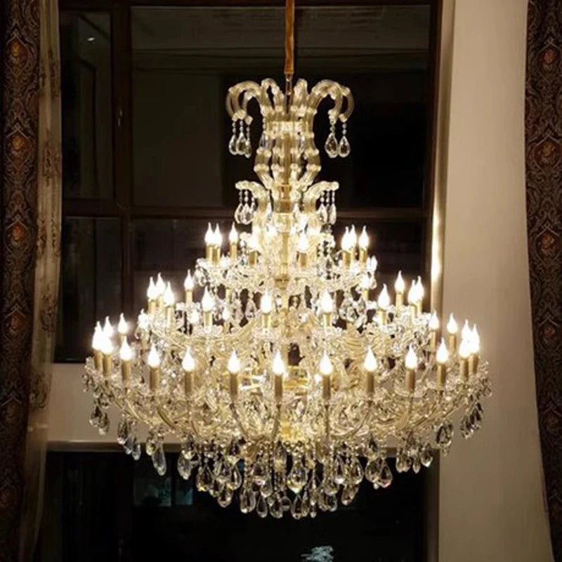 Luxury Large Crystal Chandelier - Modern Led Candle Chandelier For Hotel Lobby Villa Living Room & Entryway Lighting