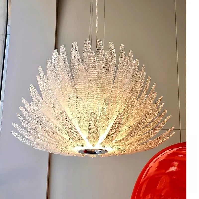 Designer Agave Murano Glass Chandelier Living Room Bedroom New Milan Vintage Gold Flowers Pendant Light with Leaf Vila Lobby