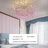 Light luxury living room pendant light creative girl pink branch shaped hall pendant branch water droplet restaurant