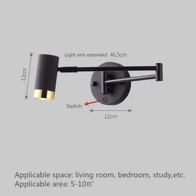 Adjustable Swing Long Arm LED Wall Lamps Modern Touch Sensor Internal Wall Washer Household Bedside Switch Decors Sconce Lights