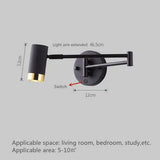 Adjustable Swing Long Arm LED Wall Lamps Modern Touch Sensor Internal Wall Washer Household Bedside Switch Decors Sconce Lights