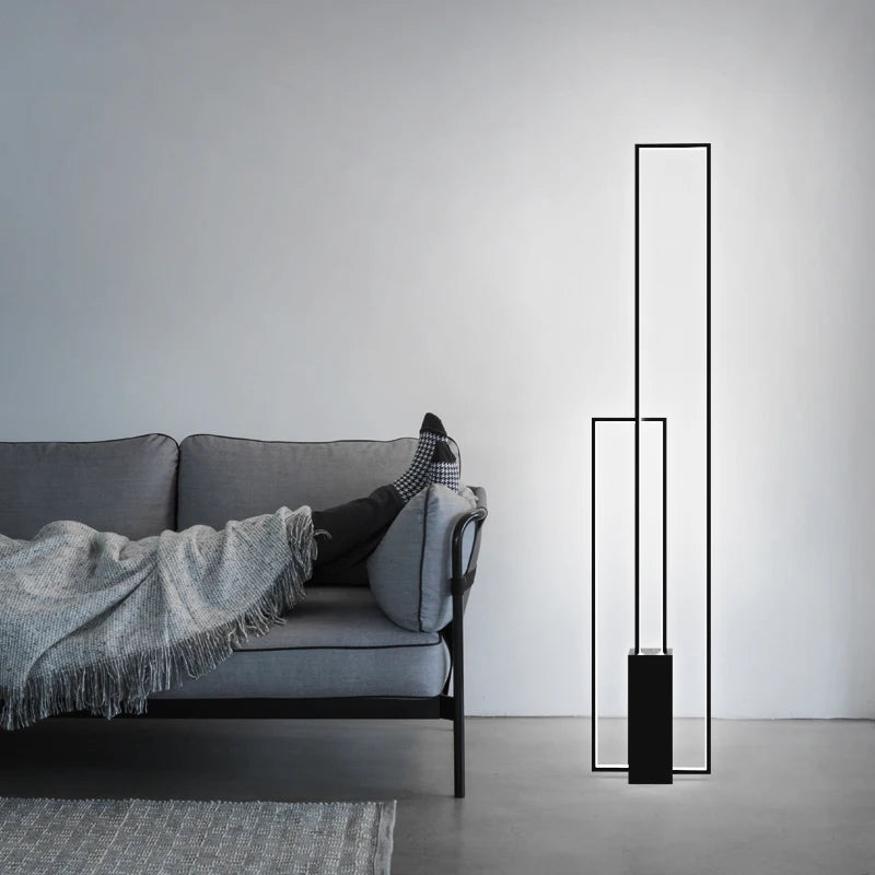 Modern Black Rectangle Led Floor Lamp Living Room Decors Led Standing Lights Loft Hotel Bedroom Bedside Dimmable Floor Lighting