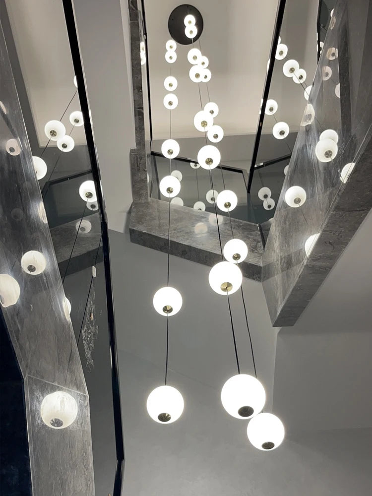 LED Minimalist Style Chandelier Hanging Stairs Pendent Lamp Designer Living Room Kitchen Bedroom Pendant Light Indoor Lighting