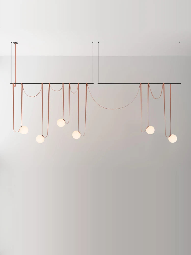 2026 Art Deco Dimmalbe Led Chandelier Lighting Orange Black Textile Glass Bubble Suspension Luminaire Lampen For Living Room