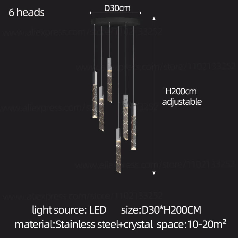 Modern Crystal Pendant Lamp - Luxury LED Hanging Light for Dining Room