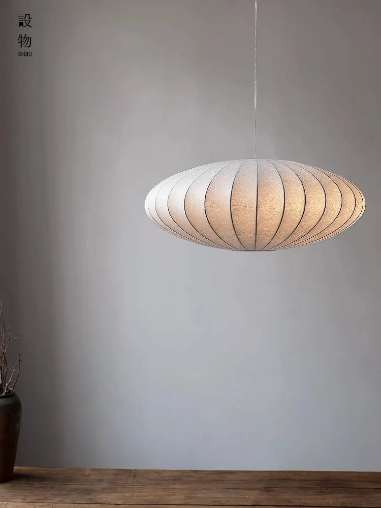 Handmade Apartment silk chandelier Japanese Style Wabi-sabi living room dining room cream style Silk pendant lamps