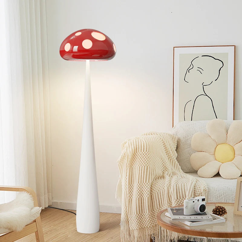 2025 New Floor Lamp Living Room Sofa Side Atmosphere Mushroom Floor Lamp Bedroom Bed Cute Cream Wind Dopamine Children