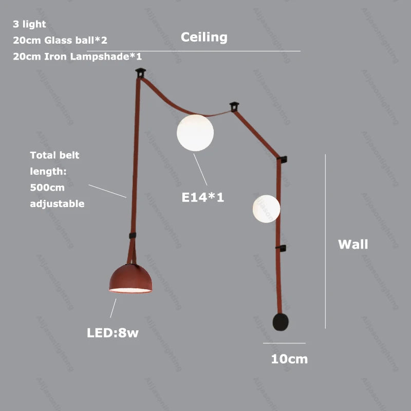 DIY Textile Leather Belt LED Pendant Light - 2026 Early Spring Glass Chandelier