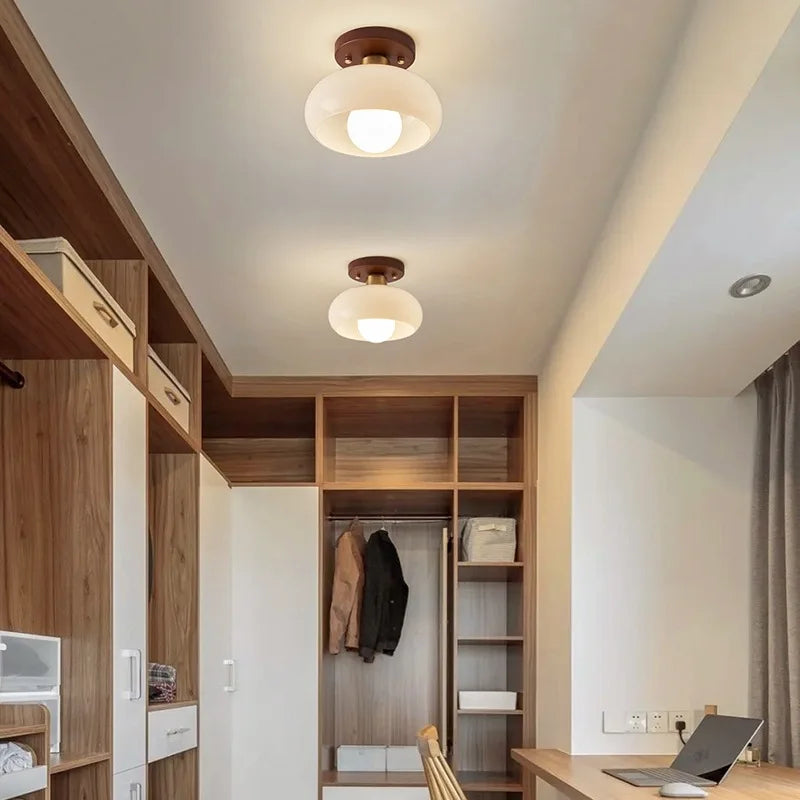 Home Lighting Walnut Copper LED Ceiling Light Corridor Living Room Light Interior Decoration Modern Ceiling Light Fixtures