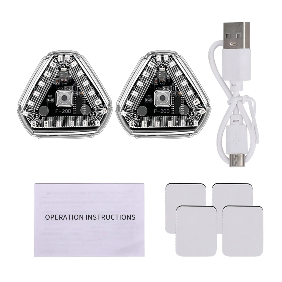 Triangle Solar Powered Strobe Warning Light - Colorful LED Motorcycle Tail Signal Lamp
