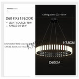 Modern New Simple Duplex LED Chandelier Bedroom Living Dining Room Decoration Art Ring Pendant Lamp Luster Fixture Indoor Lighti